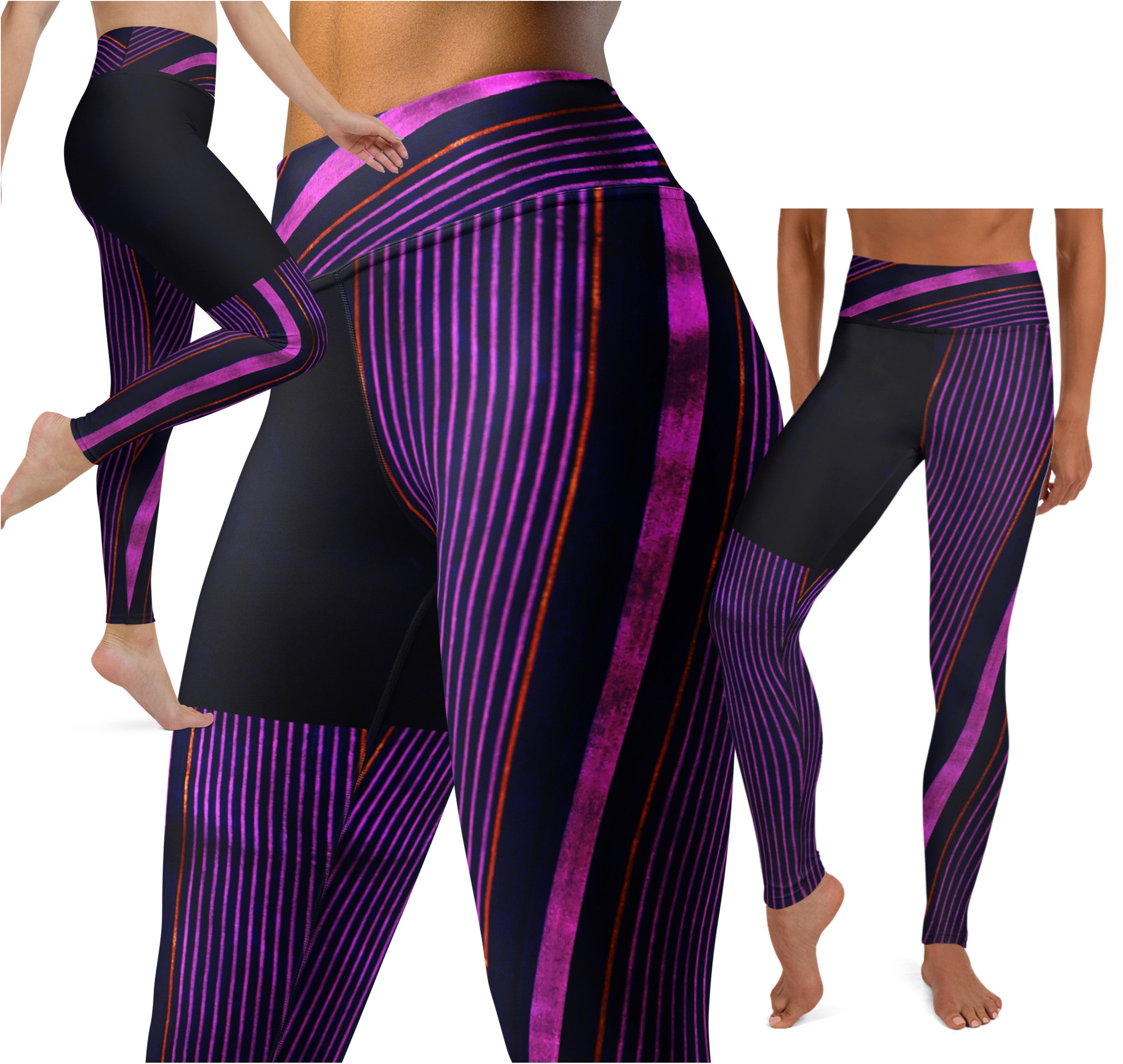Dance Leggings. Yoga Pants. Gym or Workout High Waist Leggings. "Peppermint" Streetwear by WickedYo.